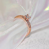 Aveuri Ring For Women Classic Style 4 Claws Cubic Zirconia Rose  Gold-color Wedding Engagement  Gift Fashion Jewelry R592 R682