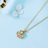 Christmas Gift Prevent Allergy Fashion Crystal Moon Opal Round Charm Necklace For Women Choker Collares Wedding Party Jewelry dz275