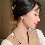 Christmas Gift Retro Metallic Gold Multiple Small Circle Pendant Earrings 2023 New Jewelry fashion Wedding Party Unusual Earrings For Woman