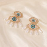 Aveuri Trendy Imitation bead Evil Eyes Shape Drop Earrings For Women Vintage Statement Dangle Earrings Jewelry