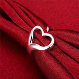 Aveuri Alloy Heart-Shaped Open Ring For Women Wedding Engagement Party Jewelry