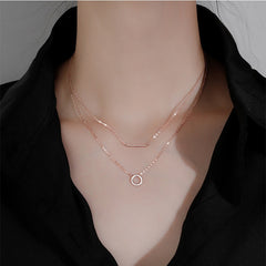 Female Geometric Double Necklace Clavicle Chain 925 Sterling Silver Pendant Necklace for Women Wedding Fine Jewelry Accessories