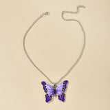 Aveuri Elegance Big Butterfly Pendant Necklace for Women Trendy Silver Color Chain Choker Necklace Party Jewelry 4 Style 15295