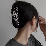 AVEURI 2022 Korea Cool Metal Long Chain Tassel Rhinestone Hair Clips Shaped Back Head Pan Hair Large Claw Clips For Women Hairaccessories