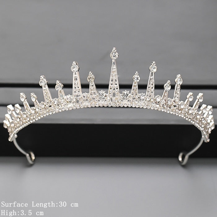 Aveuri Christmas Gift Silver Color Crown and Tiara Hair Accessories For Women Wedding Accessories Crown For Bridal Crystal Rhinestone Tiara Diadema