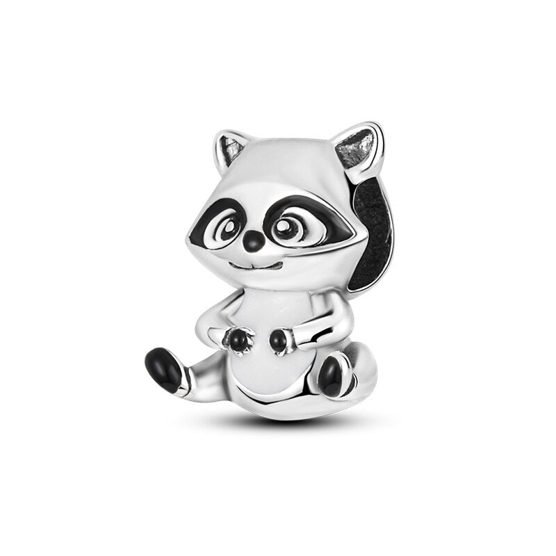 Fits Original Pandach Bracelet Necklace Silver Color Raccoon Charms Beads Silver Color Bead Women DIY Fine Jewelry 2023 New