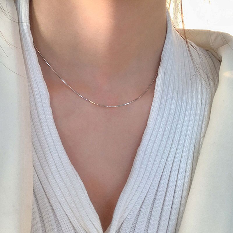 Bright Flash Chain Snake Bone Chain 925 Silver Necklace for Women Wedding Fashion Jewelry Girlfriend Gift