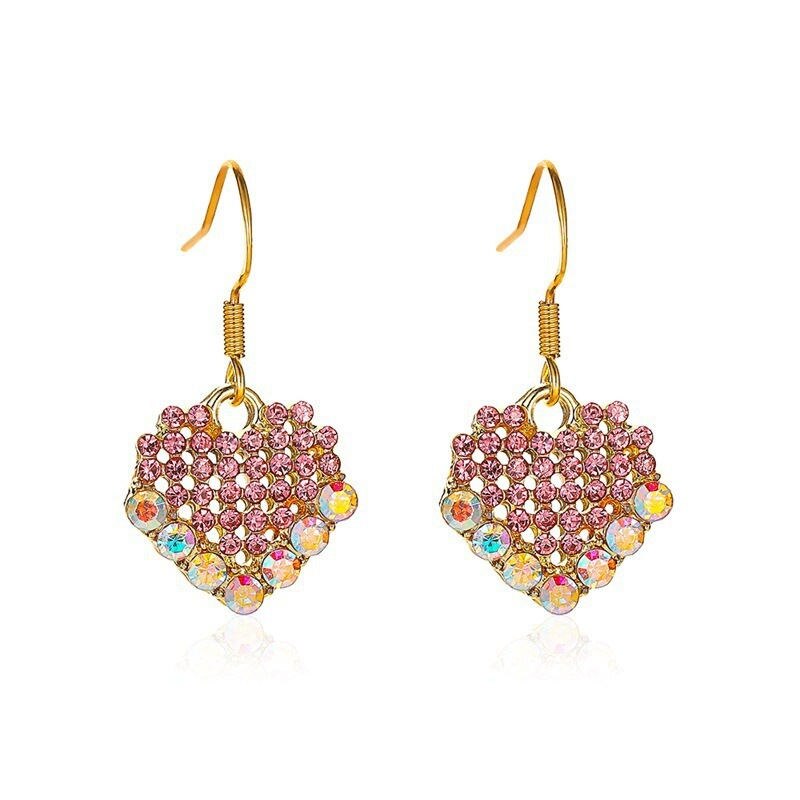 AVEURI Fashion Metal Rhinestone Heart Dangle Earrings For Women Vintage Simple Drop Earrings Statement Party Wedding Jewelry New
