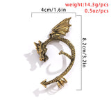 Back to college 2023 Punk Vintage Three-Dimensional Dragon Ear Clips For Women Fairy Elf Wings No Pierced Earrings Jewelry Party Boucle Oreille Femme