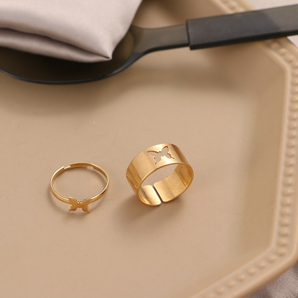 Aveuri Airplane Couple Ring for Women Men Pilot & Flight Butterfly Dinosaur Shark Ring Attendant Wedding Set Aviation Lover Gift