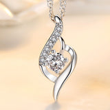 Christmas Gift alloy New Woman Fashion Jewelry High Quality Zircon Heart Pendant Necklace Length 45CM