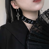 AVEURI 2023 Korea New Vintage Cross Hollow Hip Pop Circle Gothic Metalic Drop Earrings New Geometric Earrings For Women Party Gifts