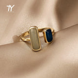 Christmas Gift French Retro Romantic Color Matching Drop Glaze Gold Open Rings For Woman 2023 Korean Fashion Jewelry Party Girls' Luxury Ring