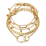 Aveuri Bohemian Tassel Bracelets for Women Jewelry Geometric Leaves Beads Layered Hand Chain Charm Bracelet Set