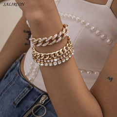 Aveuri Luxury Crystal Tennis Chains Bracelet for Women Girls Kpop Charm Rhinestone Couple Bracelets on Hand Jewelry Gift 2023