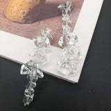 AVEURI 2023 New Irregular Geometric Transparent Crystal Personality Design Long Drop Earrings For Women Girls Jewelry Gifts