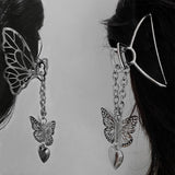 Aveuri 2022 Hollow Out Butterfly Heart Tassel Hair Pins For Women Girl Vintage Metal Silver Color Harajuku Hair Clip Jewelry Accessories New