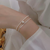 Fashion New S925 Silver Gypsophila Pearl Double Layer Bracelet Women Fine Jewelry For Wedding Party Gift