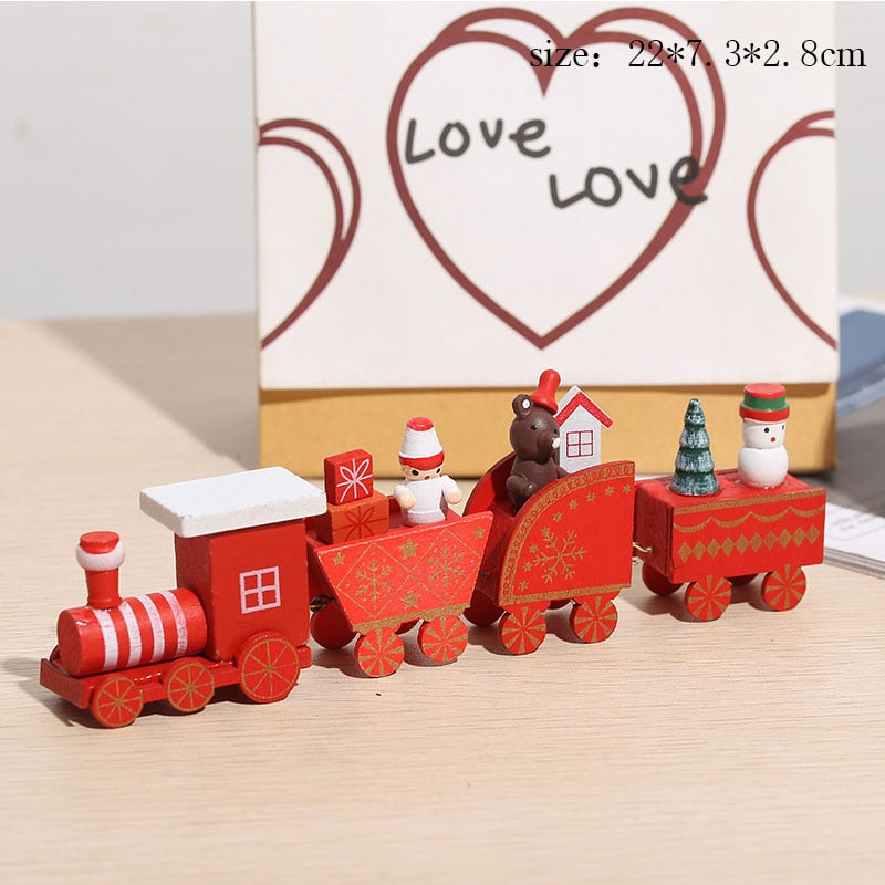 Christmas Gift Wooden Christmas Small Train Xmas Ornaments Merry Christmas Decor For Home Happy New Year 2022 Creative Kids Naviidad Gifts Toys