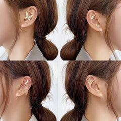 LATS Long Wrap Crawler Hook Earrings Fashion Lightning Crystal Stud Earrings Climber Earrings Piercing Jewelry for Women Gifts