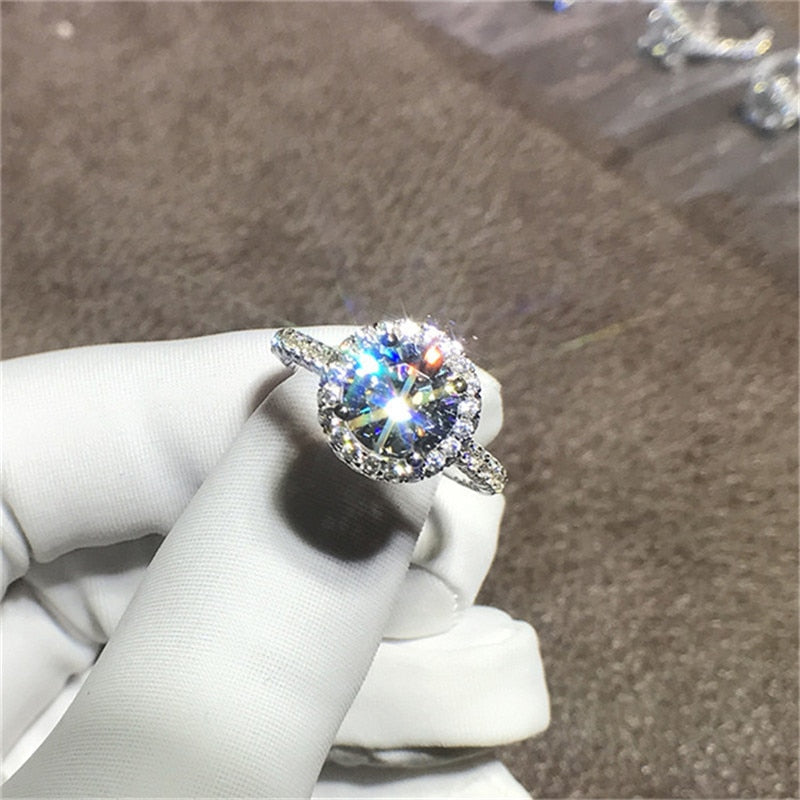 Christmas Gift Wedding Rings For Women Cubic Zirconia Stone White Gold Color Trendy Jewelry Bridal Engagement Ring Stamp Drop Shipping