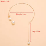 Aveuri New Korean Fashion Long Tassel Pendant Necklace For Women Simulated Pearls Jewelry Geometric Big Round Circle Open Choker Neck