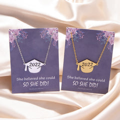 Graduation gifts Class of 2023 Graduate Necklace Jewelry Gold Silver Color Stainless Steel Graduation Hat Pendant Necklaces With Card Gifts