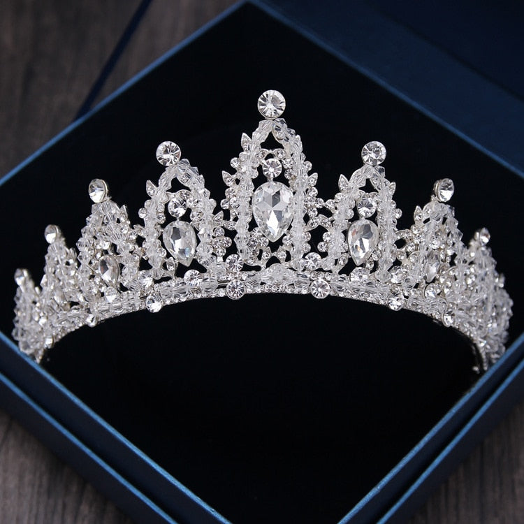 Aveuri Diverse Silver Color Gold Crystal Crowns Bride tiara Fashion Queen For Wedding Crown Headpiece Wedding Hair Jewelry Accessories