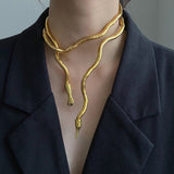Aveuri 2023 New Hip Hop Punk Snake Distortion Irregular Metal Multifunction Adjustable Necklace Waist Chain For Women Men Jewelry