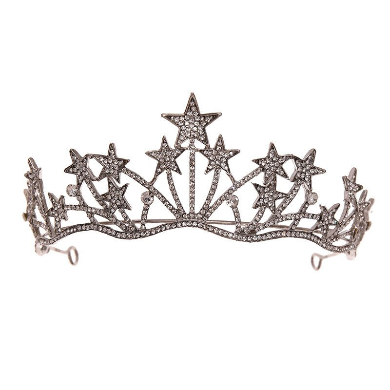 Aveuri Fashion Crystal Star Headbands Tiaras Crowns Bridal Prom Hairbands Wedding Party Jewelry Hair Accessories Diadema