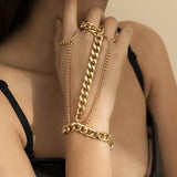 AVEURi 2023 Multilayer Vintage Thick Chain Finger Bracelet Hip Hop Punk Tassel Bracelet Bangle Sets 2023 New Boho Gift Men Jewelry