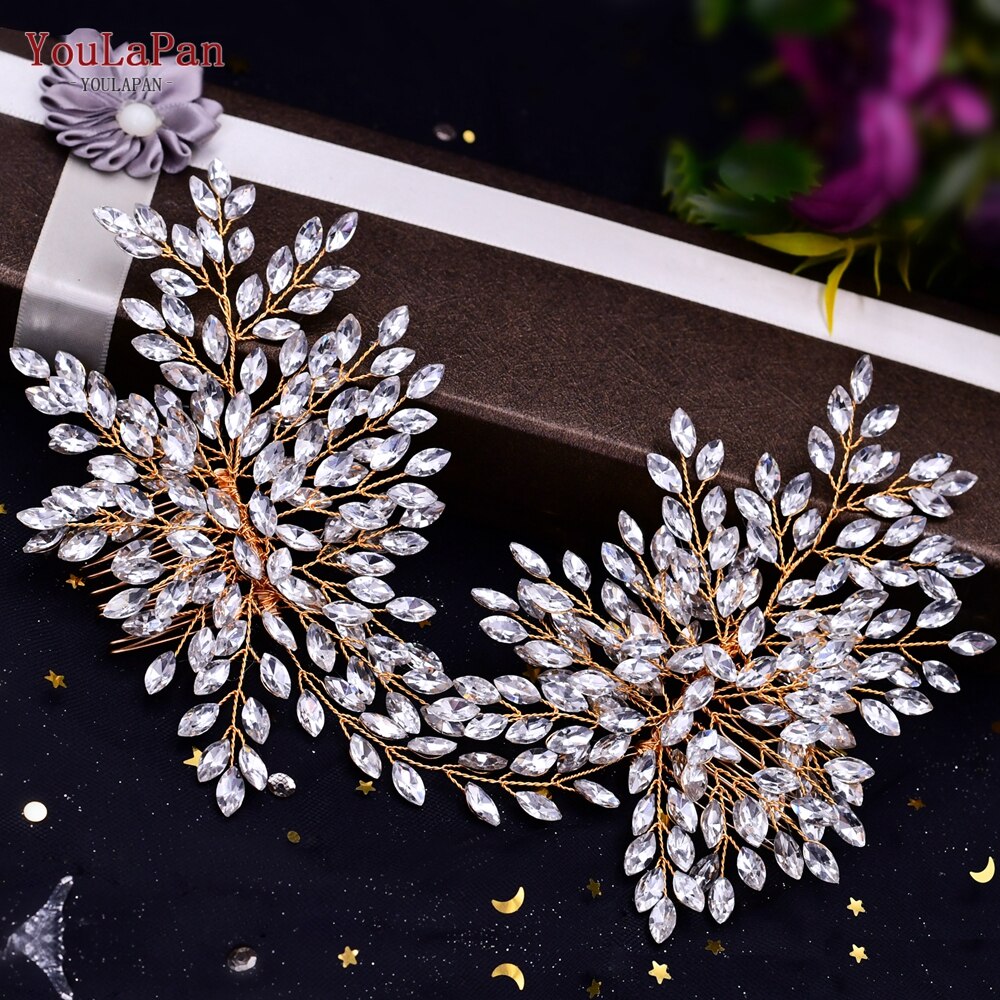 Aveuri HP240 Artificial Wedding Hair Accessories Exquisite Bridal Floral Headbands Wedding Big Crown For Bride Tiara Headwear