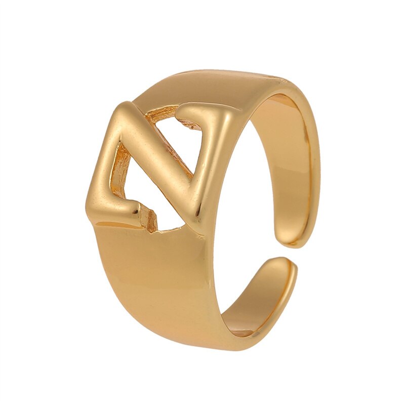 Letter Ring Women 2023 New Vintage Simple Adjustable Gold Color Hollow Opening Finger Ring For Women Jewelry Gift