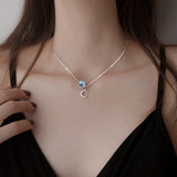 Christmas Gift Moonstone Round Bead Tassel Unicorn Moon Charm Necklaces & Pendants For Women Party Choker dz654