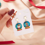 Christmas Gift Rinhoo Christmas Circle Round Heart Deer Elk Pendant Earrings Piercing Ear Hook Earring Jewelry for Women