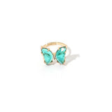 Aveuri 2023 Sweet New Shiny Accessories Crystal Butterfly Stud Ring For Women Simple Style Gift Glass Ring