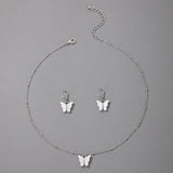 Aveuri Pretty Butterfly Pendant Necklace Goldn alloy Drop Earring Jewelry Sets for Women Alloy Metal Adjustable Wedding Jewelry 18054