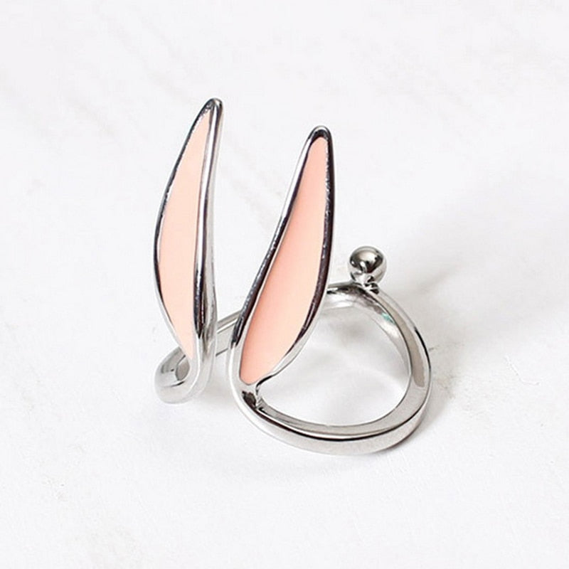 Korean Style Angel Wings Ring Adjustable Rhinestone Finger Rings For Women Silver Color Female Party Birthday Jewelry Gift