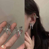 Aveuri Women New Aesthetic Punk Style Liquid Butterfly Earring For Girl Cool Metal Butterfly Earrings Jewelry Accessories
