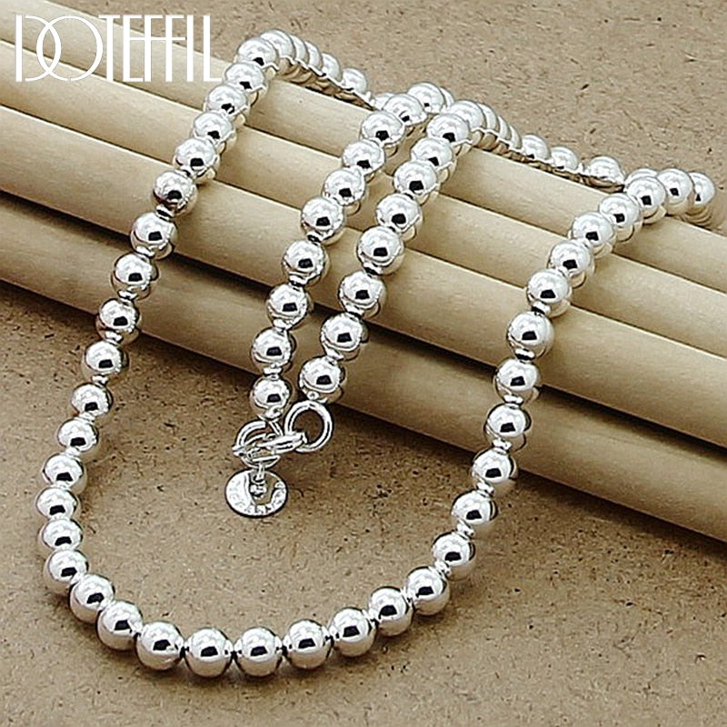 Aveuri  alloy 6mm Smooth Beads Ball Chain Necklace For Women Trendy Wedding Engagement Jewelry Free Shipping
