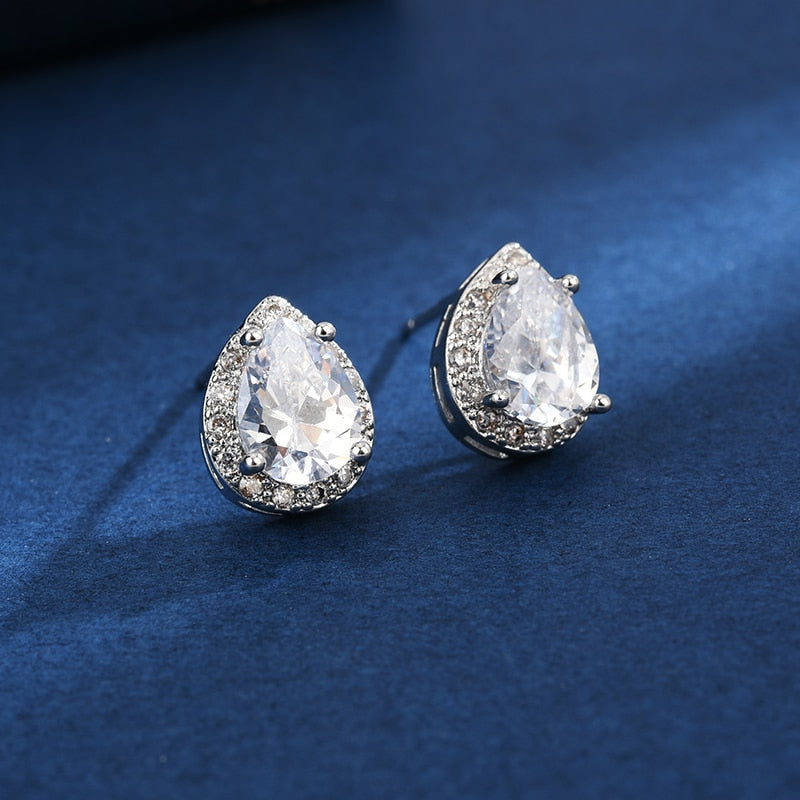 Christmas Gift Earring Luxury Female  Zircon Stone Earrings Fine Jewelry Vintage Double Stud Earrings For Women