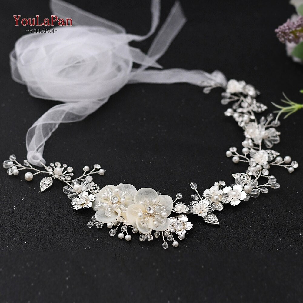 Aveuri SH275 Bridal Belt Silver Rhinestone Sash Belt For Wedding Dress Belts Girls Pearl Belts Bridesmaid Flower Bridal Belt