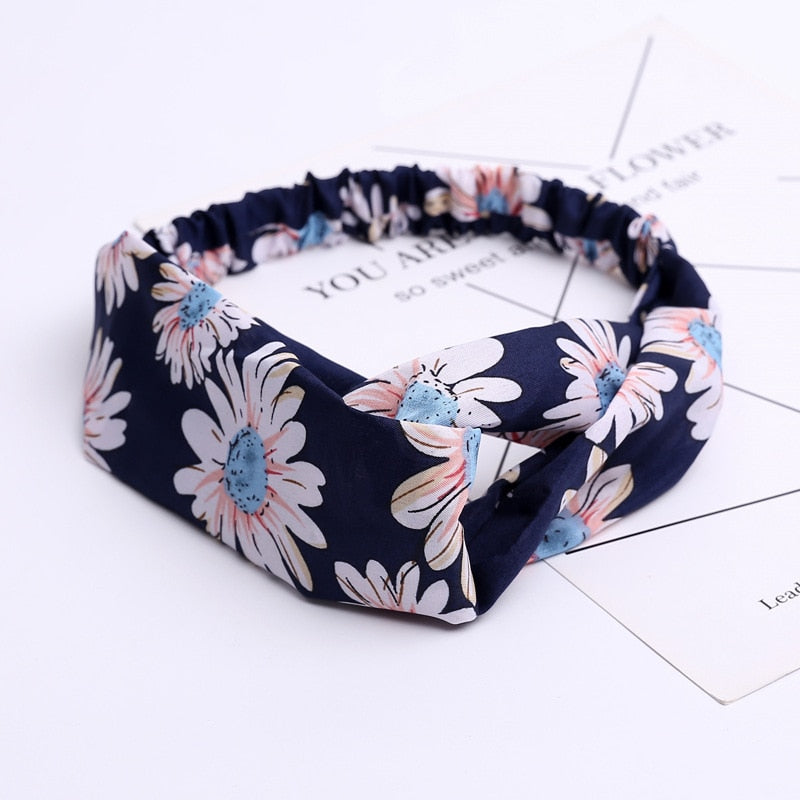 Aveuri 2022 Multiple Colour Hair Tie For Women Cross Top Knot Elastic Twisted Knotted Headwrap Chiffon Hairhand Women Headband Accessories F