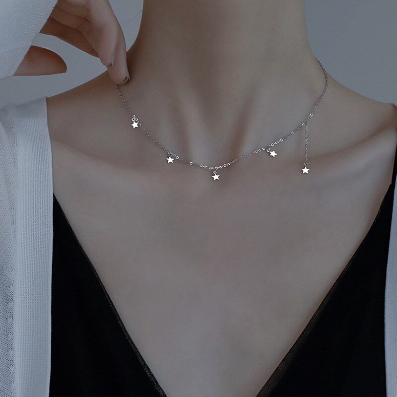 Christmas Gift Elegant Simple Multiple Stars Choker Necklace Gift For Girl Star Pendant Party Fine Accessories NK049