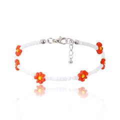 Aveuri Kpop Flower Anklet Bracelet Women 2023 Fashion Colorful Seed Beads Chain Charm Bracelet On The Leg Boho Jewelry