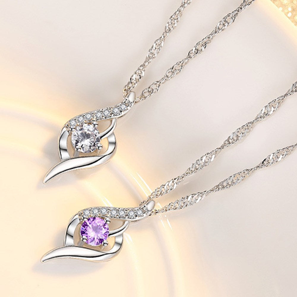 Christmas Gift New Woman Fashion Jewelry High Quality Zircon Heart Pendant Necklace Length 45CM
