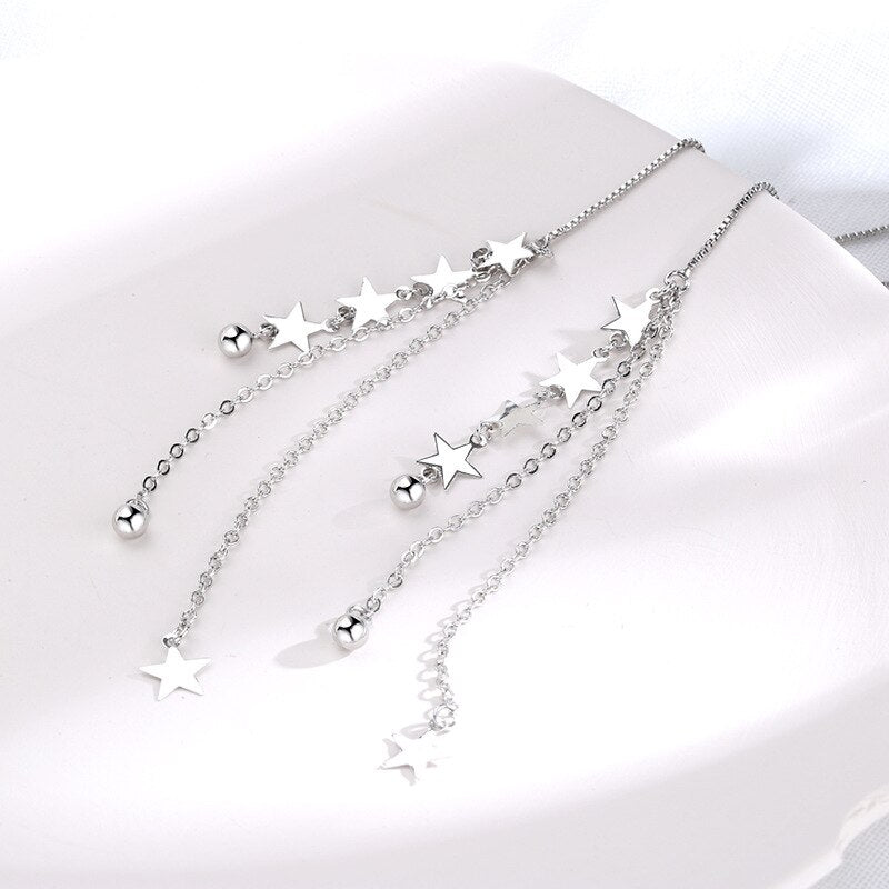 Christmas Gift Fashion Tassel Long Chain Star Drop Earring for Women Girls Christmas Birthday Jewelry eh063
