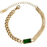 Aveuri European and American Design Stainless steel Chain Green Bracelets Girl Korean Fashion Jewelry Set Accessories For Woman