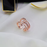 Christmas Gift 2023 New Creative Geometric Element Knot Metal Gold Opening Rings For Woman Fashion Jewelry Luxury Party Girl's Unusual Ring