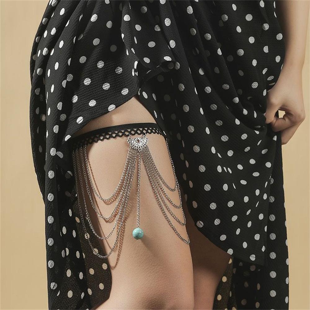 Aveuri Sexy Multi-Layers Pearl Leg Chain Anklet Body Jewelry For Women Luxury Long Tassel Pearl Pendant Leg Thigh High Body Chain